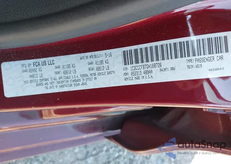 2016 Chrysler 200 Touring from USA, damaged, VIN 1C3CCCFB7GN188726